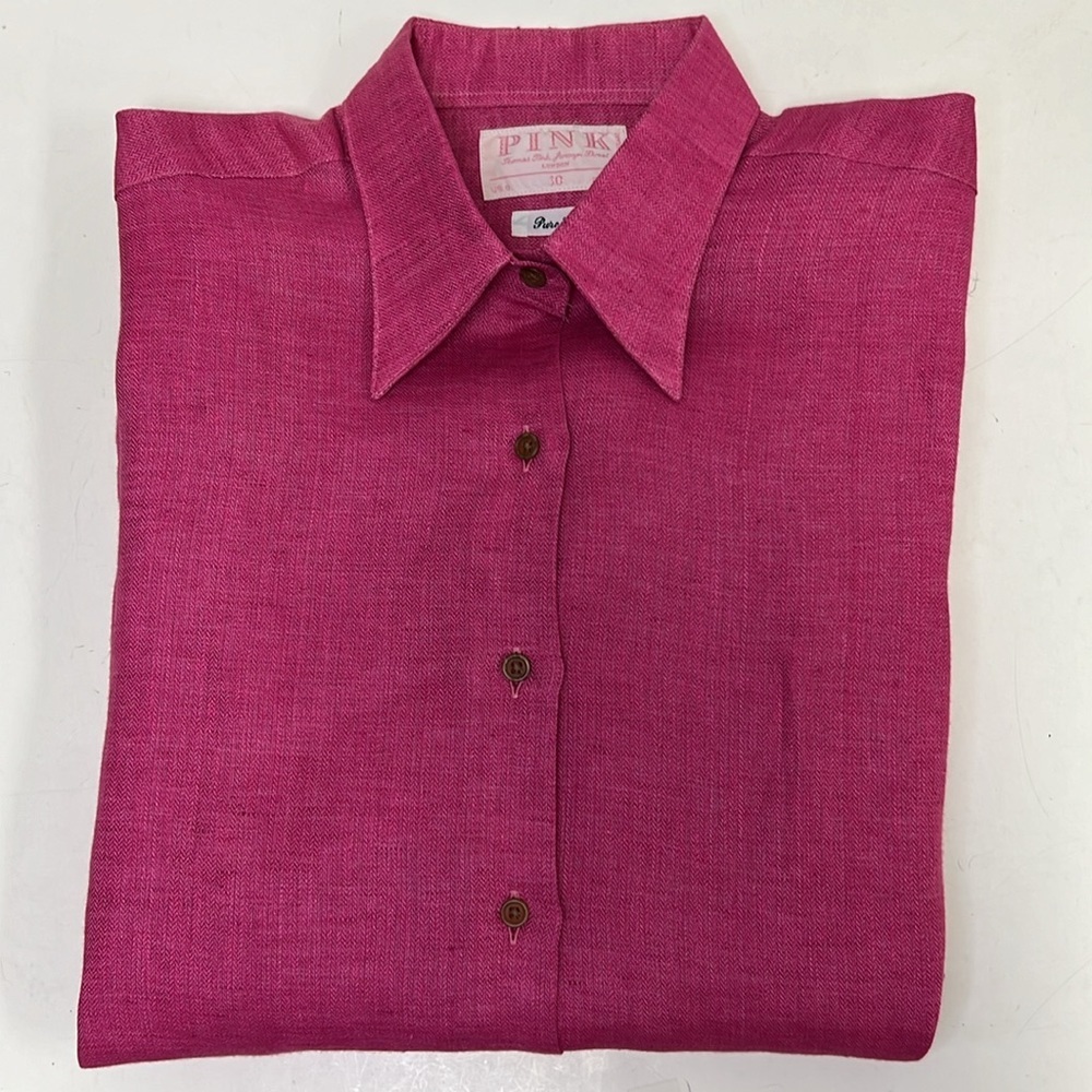 Thomas Pink Jermyn Street London 100%Pure Linen Button Down Blouse Size 8